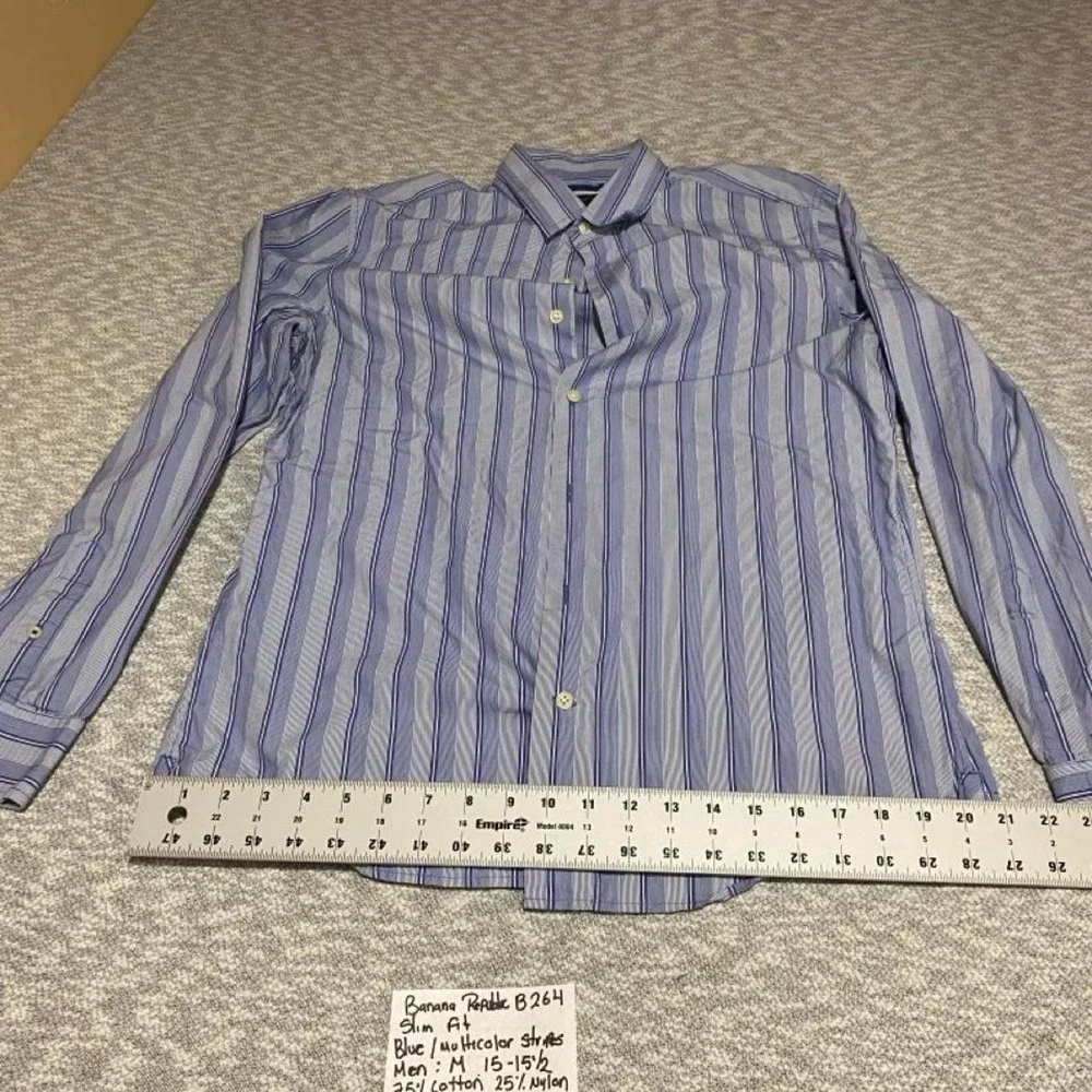 Banana Republic Blue Striped Long Sleeve Button Down Shirt men M. SKU-B264